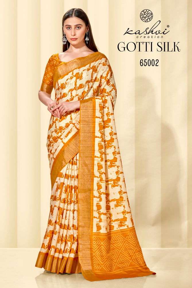 Gotti Silk By Kashvi 65001-65008 Daily Wear Sarees Catalog